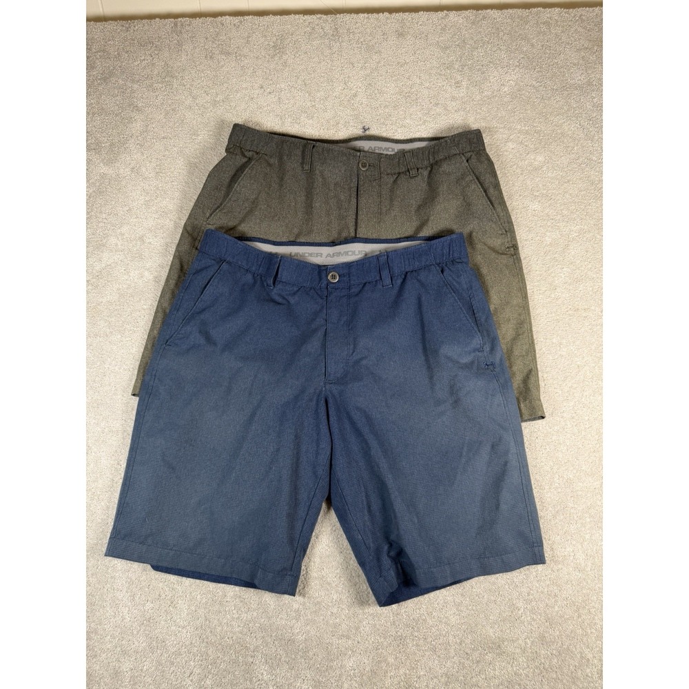 Lot of 2 Under Armour Golf Shorts Men's 38 Gray & Blue Vented Stretch 9" Inseam - Picture 2 of 9